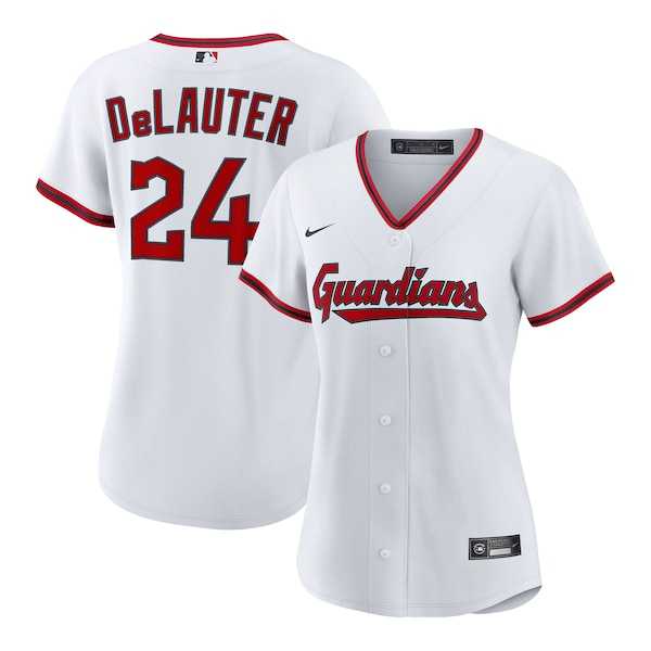 Womens Cleveland Guardians #24 Chase DeLauter Nike White Home Replica Jersey Dzhi