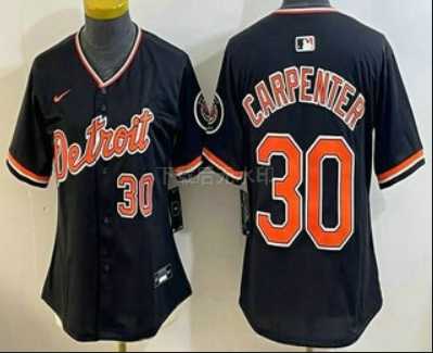 Womens Detroit Tigers #30 Kerry Carpenter Black Stadium Jersey