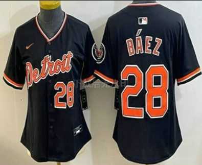 Womens Detroit Tigers #28 Javier Baez Black Stadium Jersey