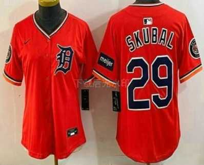 Womens Detroit Tigers #29 Tarik Skubal Orange Stadium Jersey