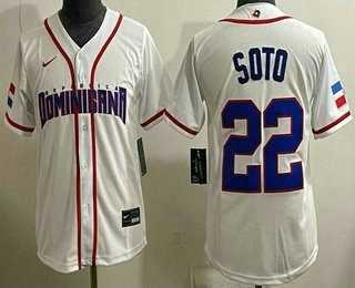 Womens Dominican #22 Juan Soto White 2026 World Classic Cool Base Jersey