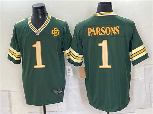 Mens Green Bay Packers #1 Micah Parsons Dark Green 2026 Rivalries Collection Limited Stitched Game Jersey