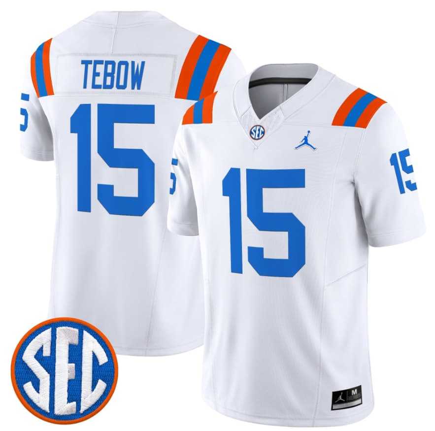 Mens Florida Gators #15 Tim Tebow White 1960s Throwback F.U.S.E. Vapor Limited Stitched Jersey Dzhi