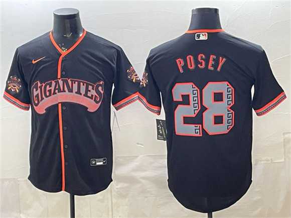Mens San Francisco Giants #28 Buster Posey Black 2026 Alternate Stadium Stitched Jersey Dzhi