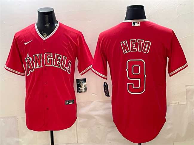 Mens Los Angeles Angels #9 Zach Neto Red Stitched Jersey->los angeles angels->MLB Jersey