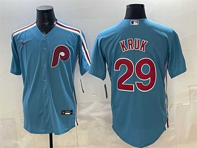 Mens Philadelphia Phillies #29 John Kruk Blue Cool Base Stitched Jersey->philadelphia phillies->MLB Jersey