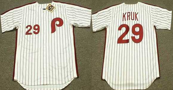 Mens Philadelphia Phillies #29 John Kruk White Stitched Jersey->philadelphia phillies->MLB Jersey