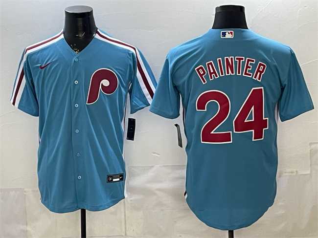 Mens Philadelphia Phillies #24 Andrew Painter Blue Cool Base Stitched Jersey->philadelphia phillies->MLB Jersey