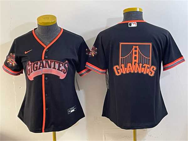 Womens San Francisco Giants Team Big Logo Black 2026 Alternate Stadium Stitched Jersey(Run Small) Dzhi