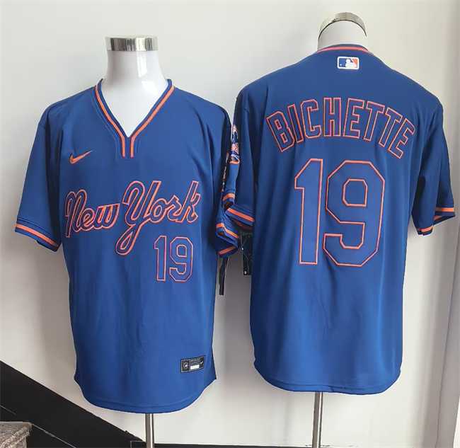 Mens New York Mets #19 Bo Bichette Blue Stitched Jersey
