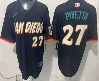 Mens San Diego Padres #27 Nick Pivetta Black 2026 City Connect Stadium Jersey
