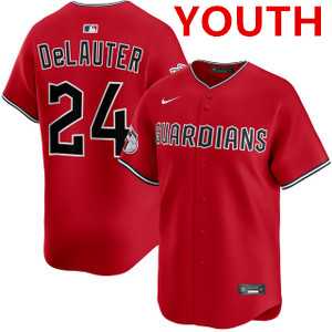 Youth cleveland guardians #24 chase delauter red cool base stitched jersey Dzhi