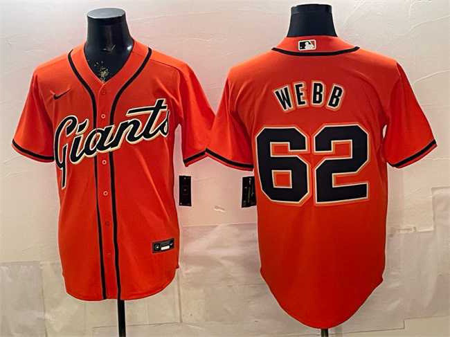 Mens San Francisco Giants #62 Logan Webb Orange Cool Base Stitched Jersey