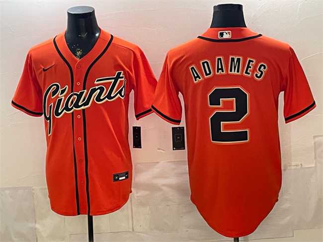 Mens San Francisco Giants #2 Willy Adames Orange Cool Base Stitched Jersey