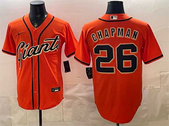 Mens San Francisco Giants #26 Matt Chapman Orange Cool Base Stitched Jersey
