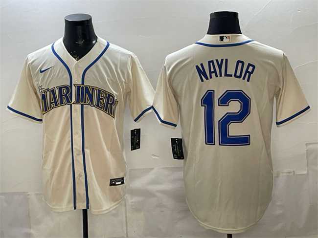 Mens Seattle Mariners #12 Josh Naylor Cream Alternate Stitched Jersey