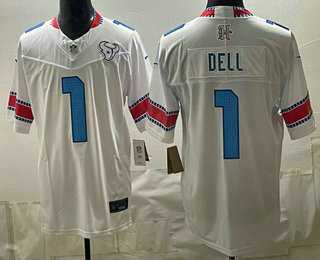 Mens Houston Texans #1 Tank Dell White 2026 FUSE Rivalries Collection Limited Stitched Jersey