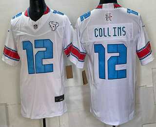 Mens Houston Texans #12 Nico Collins White 2026 FUSE Rivalries Collection Limited Stitched Jersey