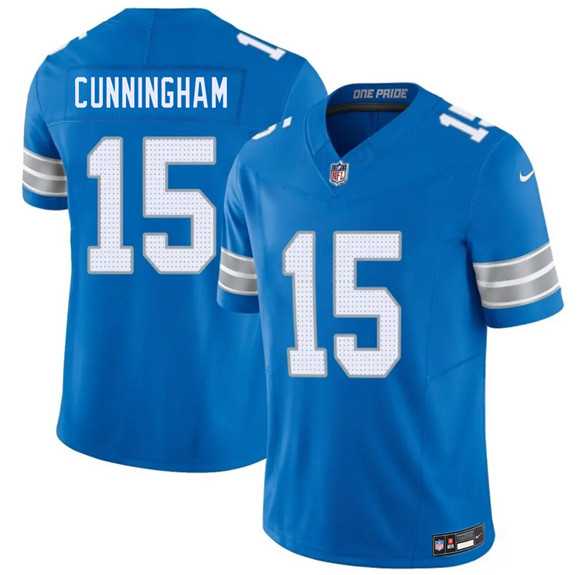 Mens Detroit Lions #15 Malik Cunningham Blue 2026 F.U.S.E. Vapor Limited Stitched Jersey