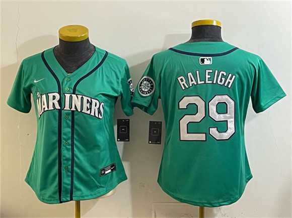 Womens Seattle Mariners #29 Cal Raleigh Aqua Limited Stitched Jersey (Run Small)
