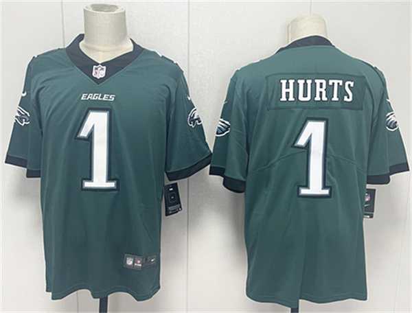 Mens Philadelphia Eagles #1 Jalen Hurts Green 2024 New Vapor Untouchable Limited Stitched Jersey