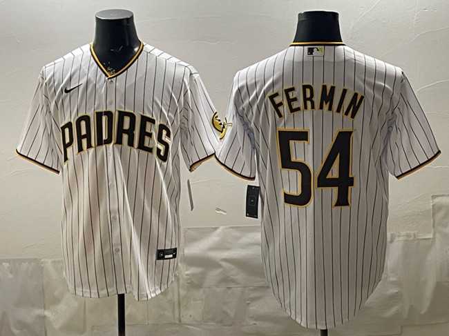 Mens San Diego Padres #54 Freddy Fermin White Cool Base Stitched Jersey