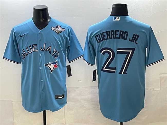 Mens Toronto Blue Jays #27 Vladimir Guerrero Jr. Blue 2025 World Series Cool Base Stitched Jersey