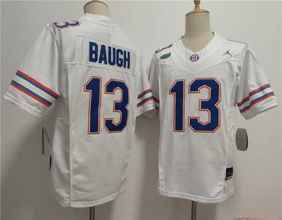 Mens Florida Gators #13 Jadan Baugh White F.U.S.E. Stitched Jersey