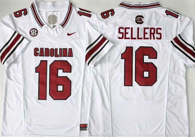 Mens South Carolina Fighting Gamecocks #16 LaNorris Sellers White 2026 F.U.S.E. Stitched Jersey