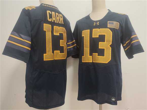 Mens Notre Dame Fighting Irish #13 CJ Carr Navy 2026 Shamrock Series Stitched Jersey