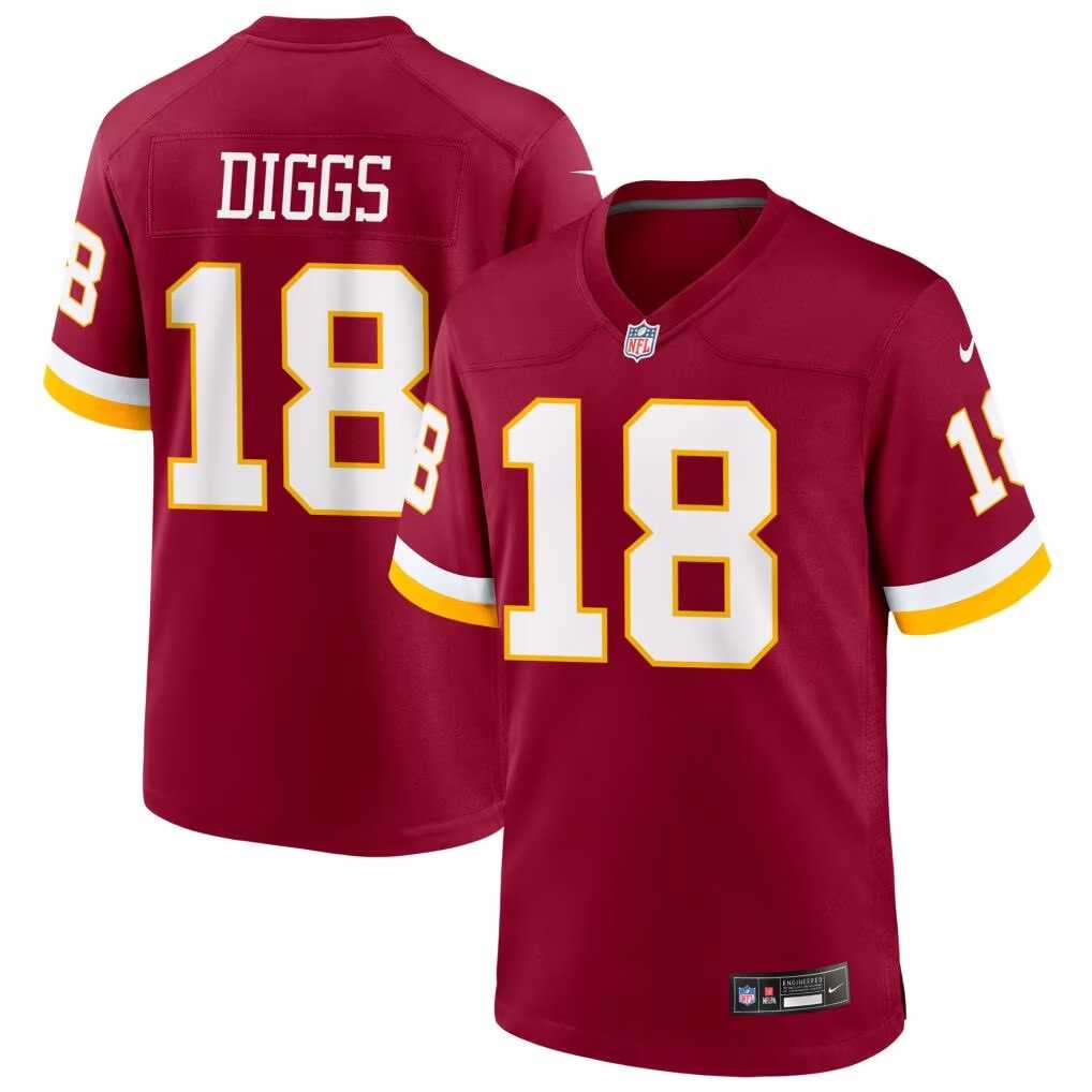 Mens Washington Commanders #18 Stephon Diggs Red 2026 Vapor Limited Stitched Jersey Dzhi