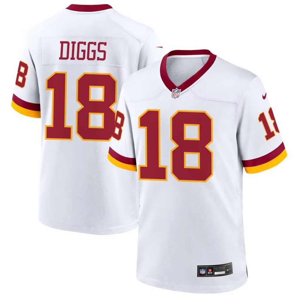 Mens Washington Commanders #18 Stephon Diggs White Vapor Limited Stitched Jersey Dzhi