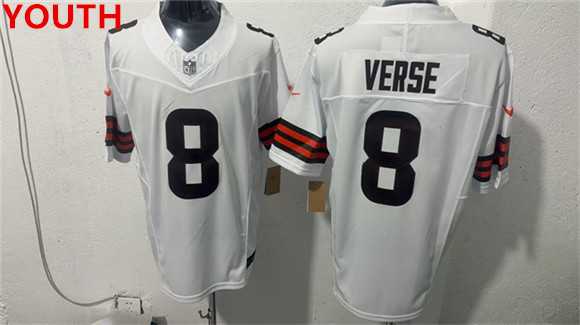Youth Cleveland Browns #8 Jared Verse White 2026 Vapor Limited Stitched Jersey