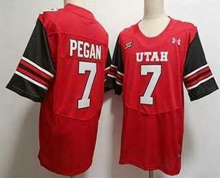 Mens Utah Utes #7 Braden Pegan Red College Jersey