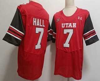 Mens Utah Utes #7 Johnathan Hall Red College Jersey