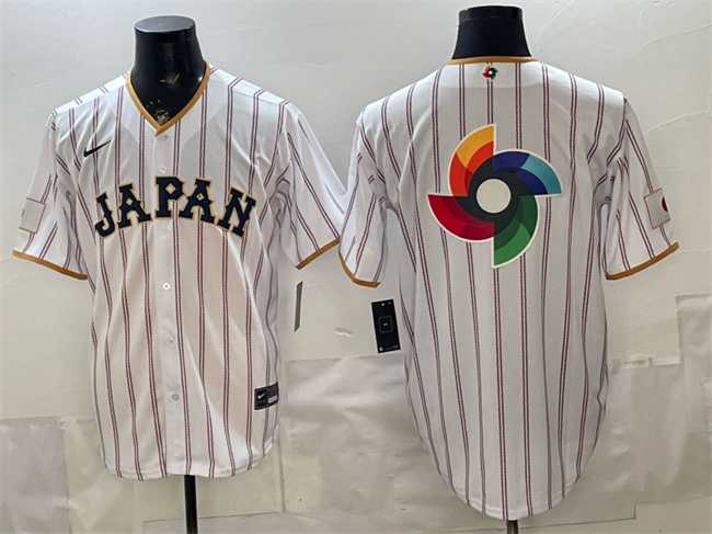 Mens Japan White 2026 World Baseball Classic Big Logo Home Stadium Stitched Jersey