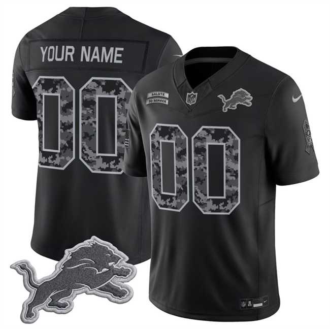 Mens Detroit Lions Active Player Custom Black F.U.S.E. 2026 Salute to Service Limited Football Stitched Jersey