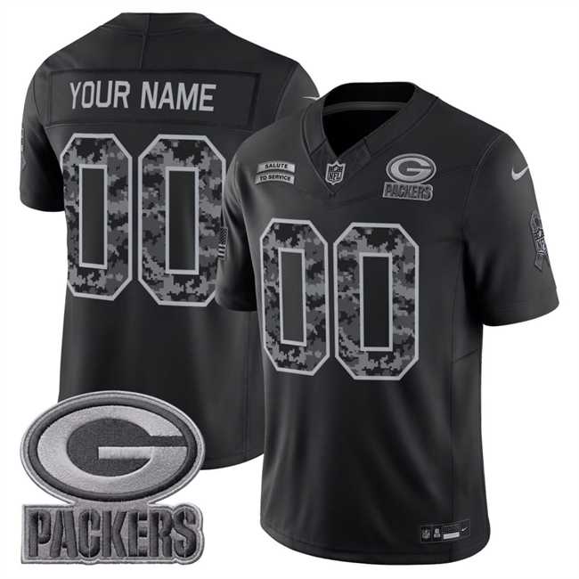 Mens Green Bay Packers Active Player Custom Black F.U.S.E. 2026 Salute to Service Limited Football Stitched Jersey