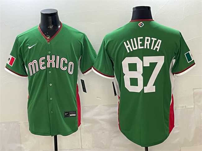 Mens Mexico #87 Jesus Huerta Green 2026 World Baseball Classic Stadium Stitched Jersey