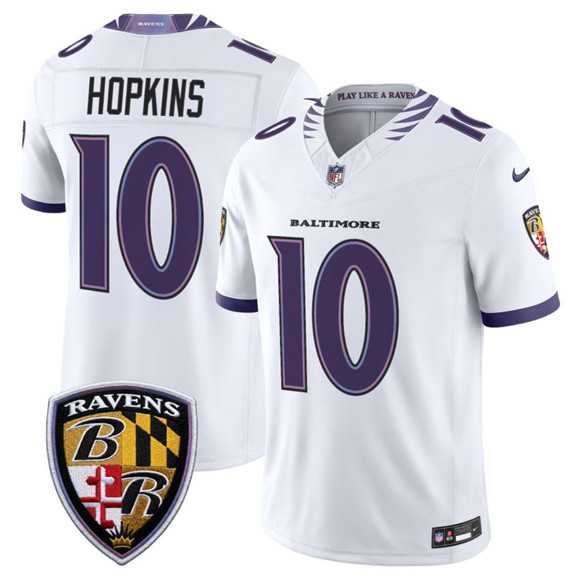 Mens Baltimore Ravens #10 DeAndre Hopkins White 2026 F.U.S.E. Vapor Limited Stitched Jersey Dzhi