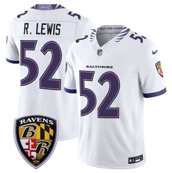 Mens Baltimore Ravens #52 Ray Lewis White 2026 F.U.S.E. Vapor Limited Stitched Jersey Dzhi