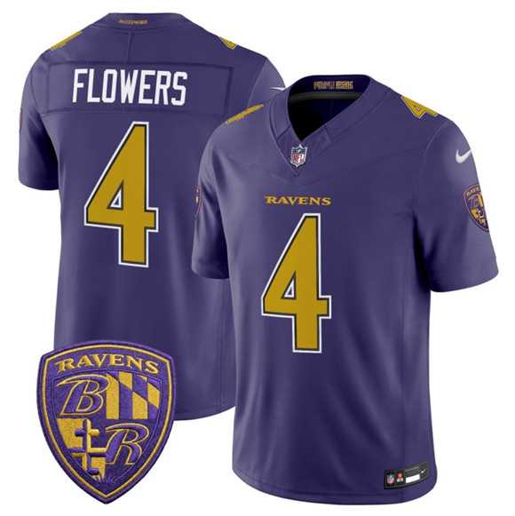 Mens Baltimore Ravens #4 Zay Flowers Purple 2026 F.U.S.E. Alternate Vapor Limited Stitched Jersey Dzhi