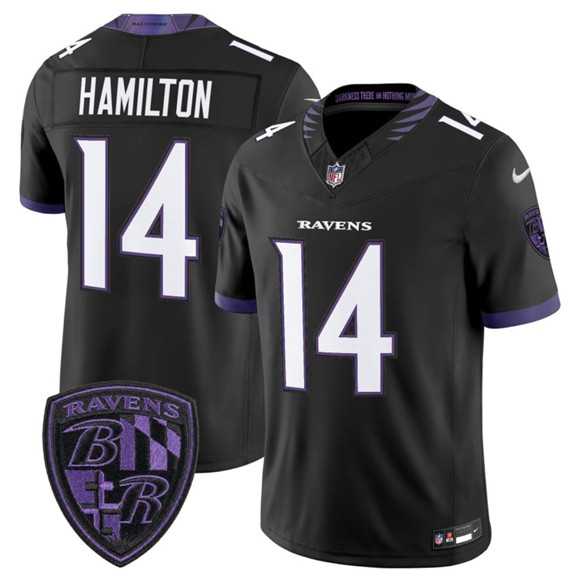 Mens Baltimore Ravens #14 Kyle Hamilton Black 2026 F.U.S.E. Alternate Vapor Limited Stitched Jersey Dzhi