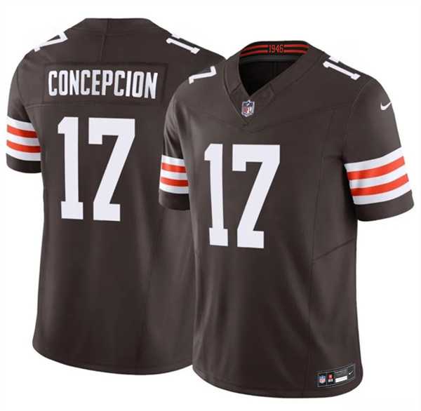 Mens Cleveland Browns #17 KC Concepcion Brown 2026 Draft F.U.S.E. Vapor Limited Stitched Jersey Dzhi