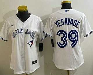Womens Toronto Blue Jays #39 Trey Yesavage White Cool Base Jersey