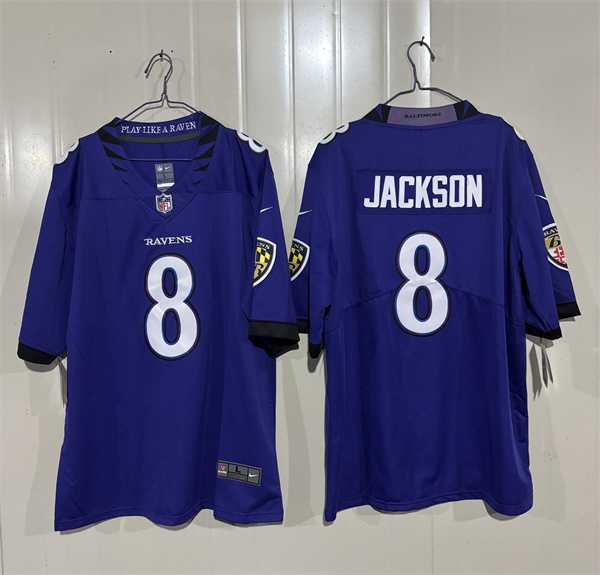 Mens Baltimore Ravens #8 Lamar Jackson Purple 2026 Alternate Vapor Limited Stitched Jersey
