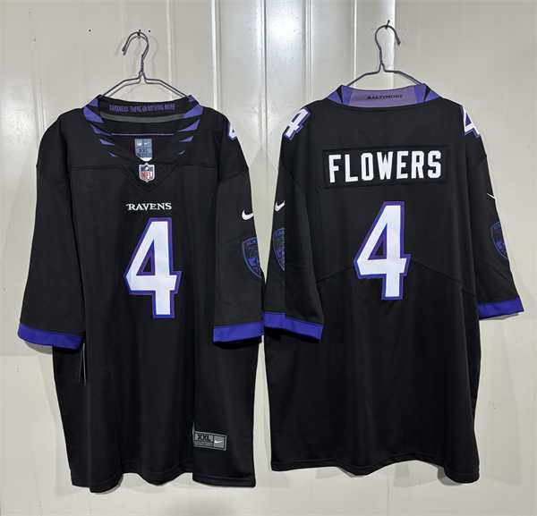 Mens Baltimore Ravens #4 Zay Flowers Black 2026 Alternate Vapor Limited Stitched Jersey