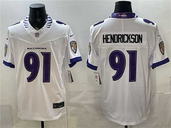 Mens Baltimore Ravens #91 Trey Hendrickson White 2026 F.U.S.E. Vapor Stitched Limited Stitched Jersey