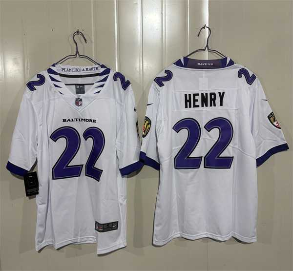 Mens Baltimore Ravens #22 Derrick Henry White 2026 Alternate Vapor Limited Stitched Jersey