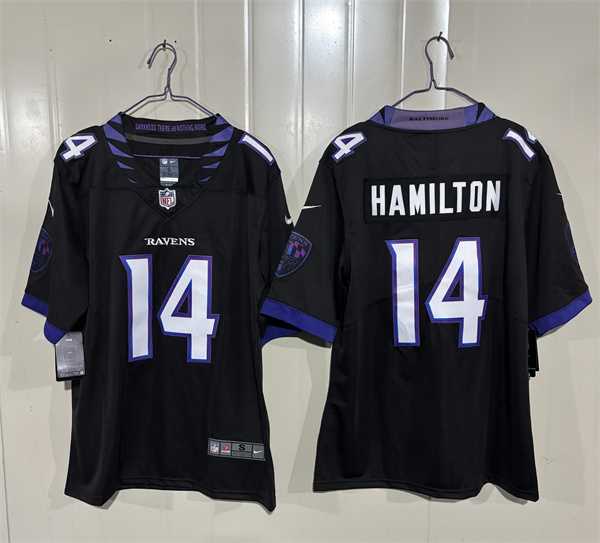 Mens Baltimore Ravens #14 Kyle Hamilton Black 2026 Alternate Vapor Limited Stitched Jersey